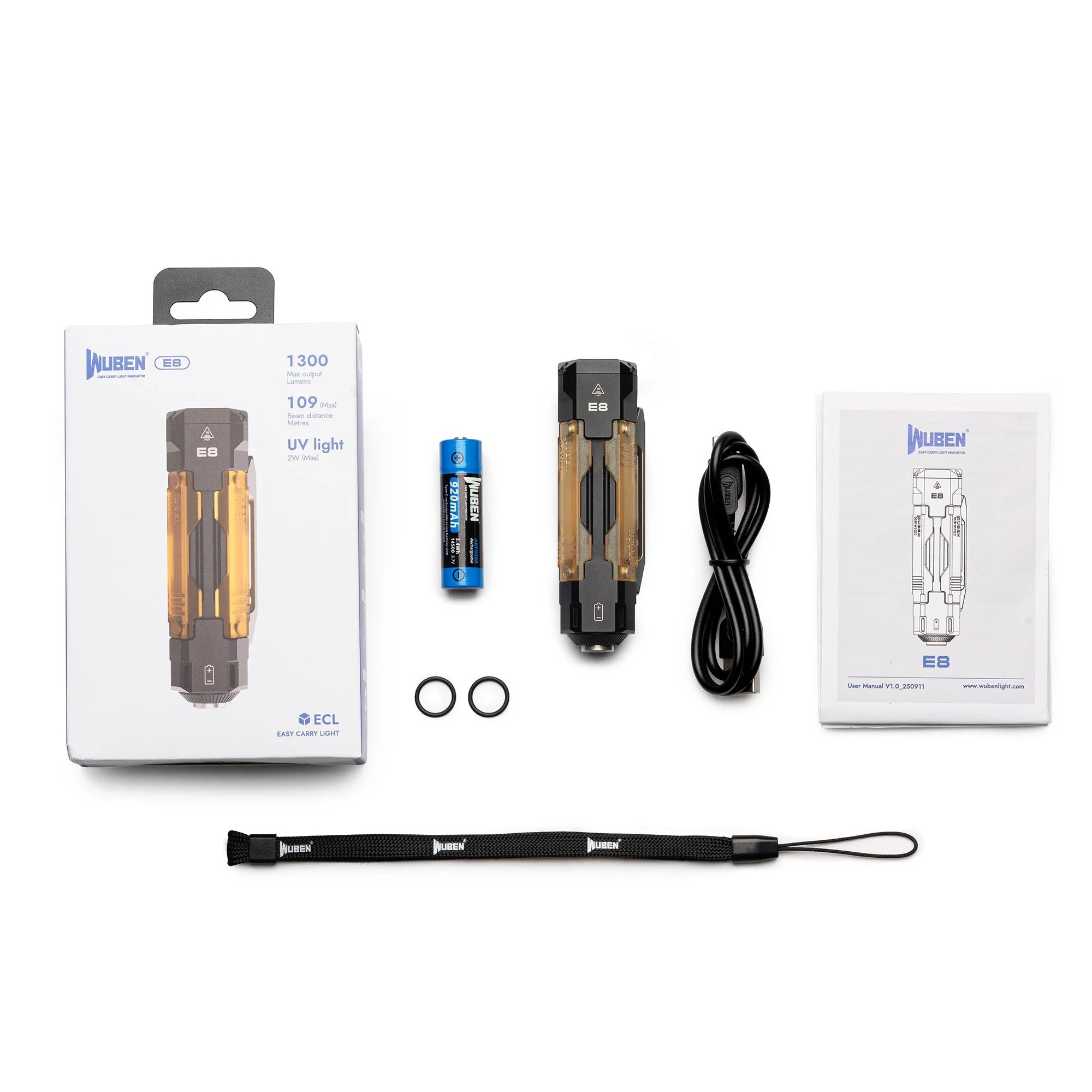 Wuben E8 Compact Magnetic Modular 1300 Lumen EDC Camping Flashlight - Image 17