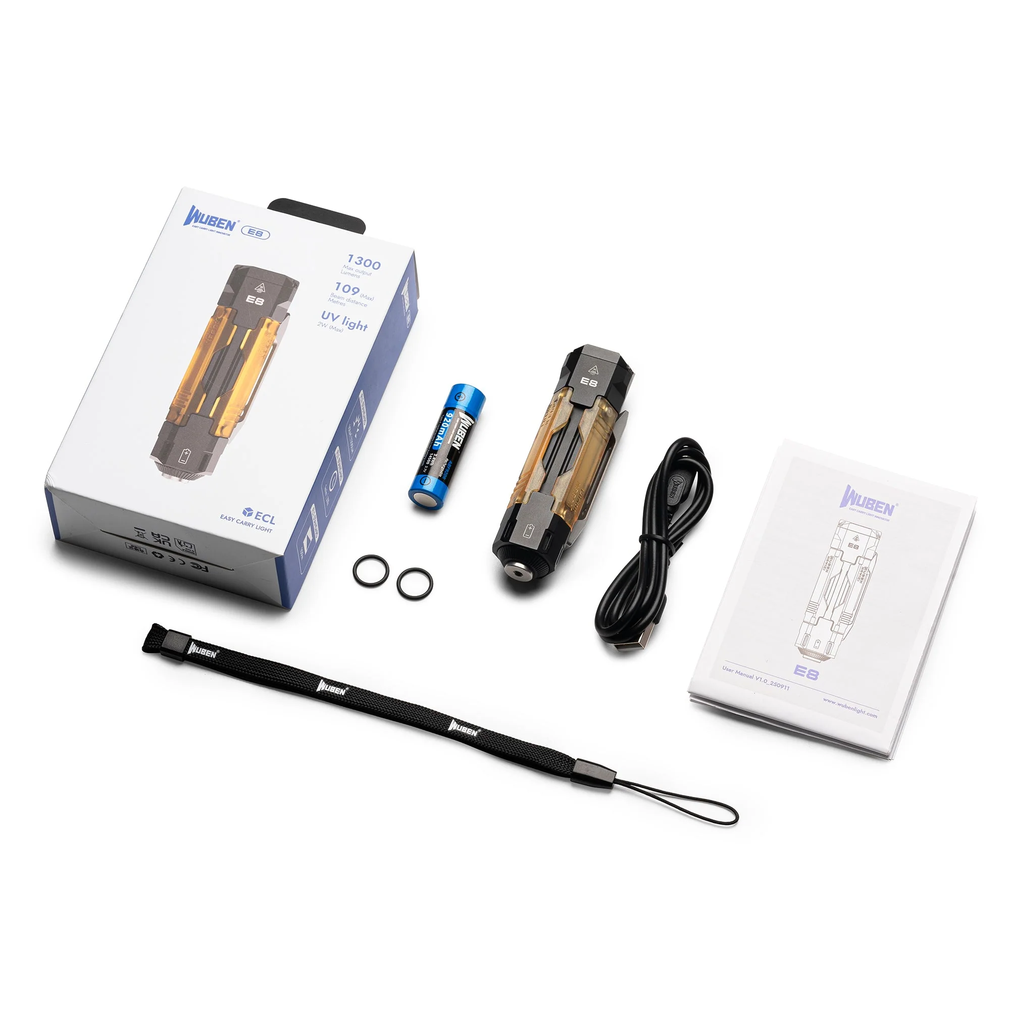 Wuben E8 Compact Magnetic Modular 1300 Lumen EDC Camping Flashlight - Image 16